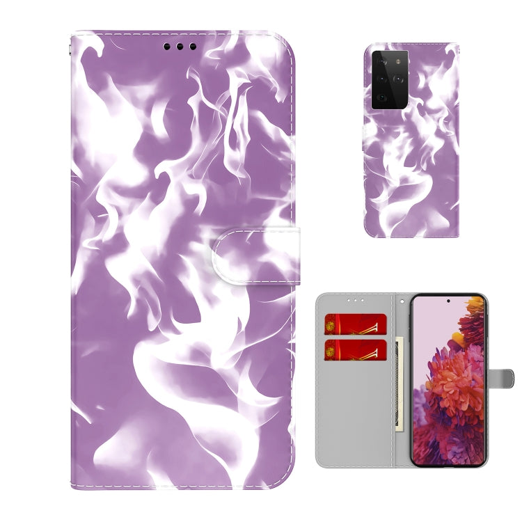 For Samsung Galaxy S21 Ultra 5G Cloud Fog Pattern Horizontal Flip Leather Case with Holder & Card Slot & Wallet