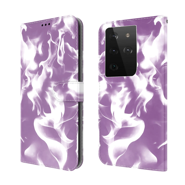For Samsung Galaxy S21 Ultra 5G Cloud Fog Pattern Horizontal Flip Leather Case with Holder & Card Slot & Wallet