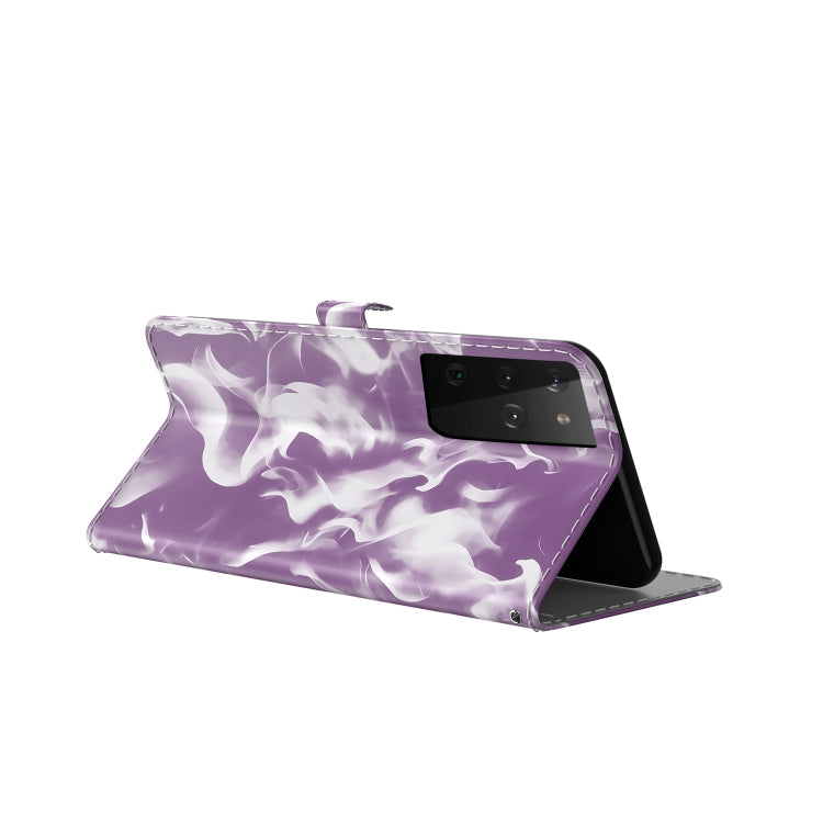 For Samsung Galaxy S21 Ultra 5G Cloud Fog Pattern Horizontal Flip Leather Case with Holder & Card Slot & Wallet