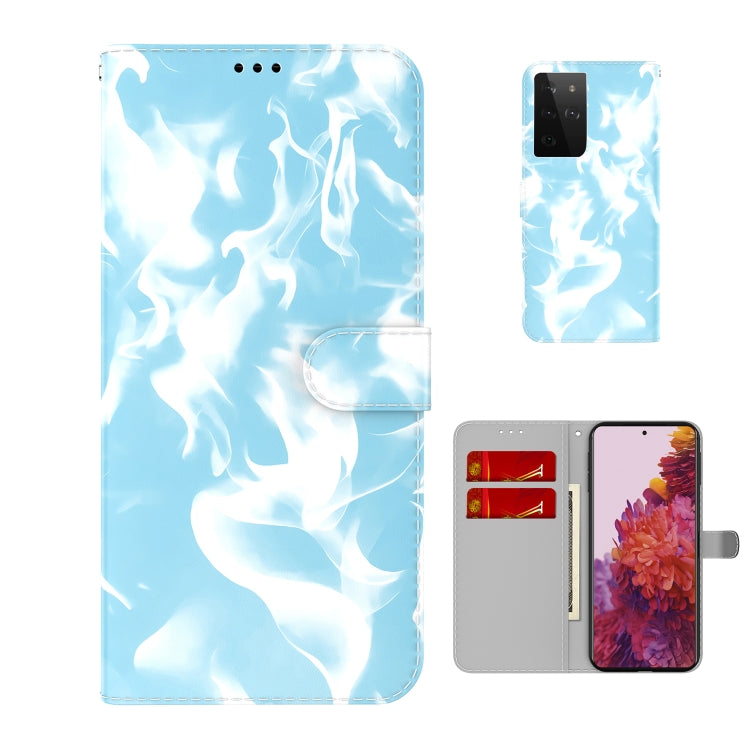 For Samsung Galaxy S21 Ultra 5G Cloud Fog Pattern Horizontal Flip Leather Case with Holder & Card Slot & Wallet