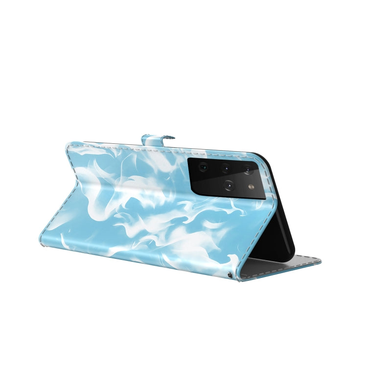 For Samsung Galaxy S21 Ultra 5G Cloud Fog Pattern Horizontal Flip Leather Case with Holder & Card Slot & Wallet