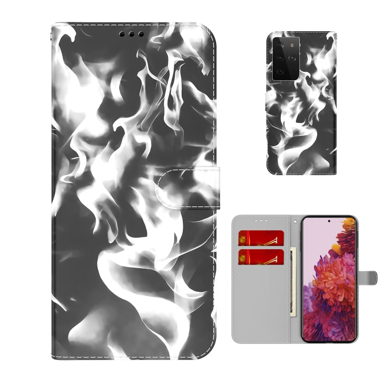 For Samsung Galaxy S21 Ultra 5G Cloud Fog Pattern Horizontal Flip Leather Case with Holder & Card Slot & Wallet