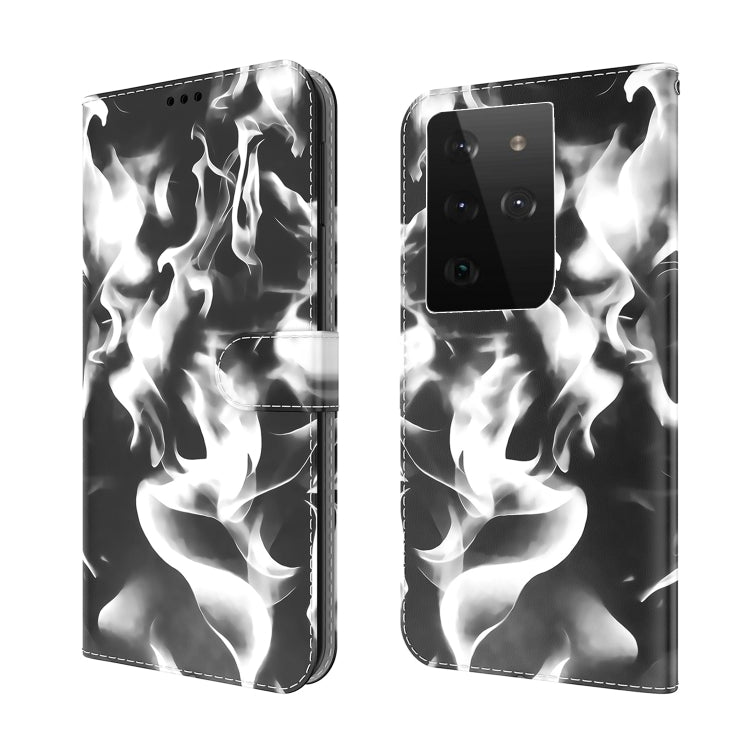 For Samsung Galaxy S21 Ultra 5G Cloud Fog Pattern Horizontal Flip Leather Case with Holder & Card Slot & Wallet