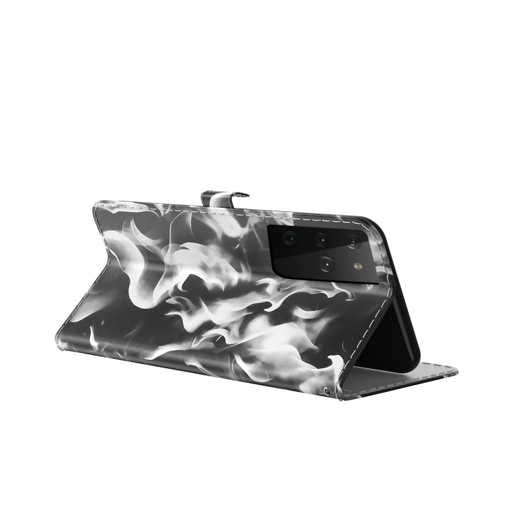 For Samsung Galaxy S21 Ultra 5G Cloud Fog Pattern Horizontal Flip Leather Case with Holder & Card Slot & Wallet