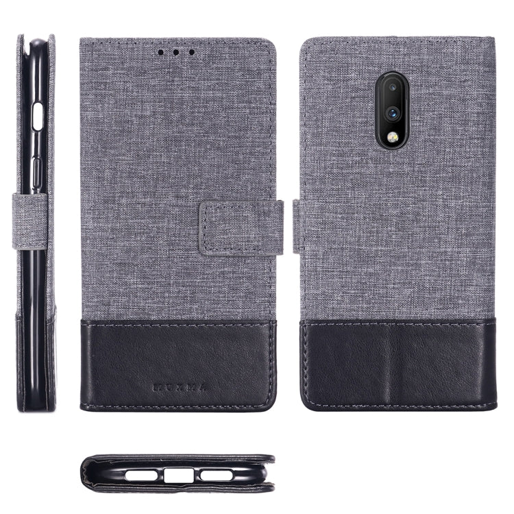 For OnePlus 7 MUXMA MX102 Horizontal Flip Canvas Leather Case with Stand & Card Slot & Wallet Function