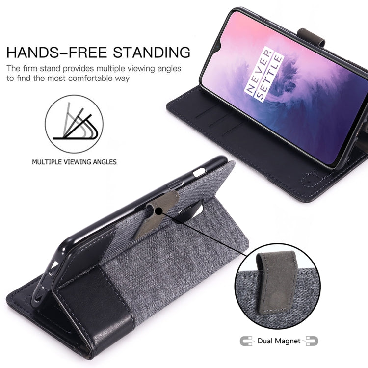 For OnePlus 7 MUXMA MX102 Horizontal Flip Canvas Leather Case with Stand & Card Slot & Wallet Function
