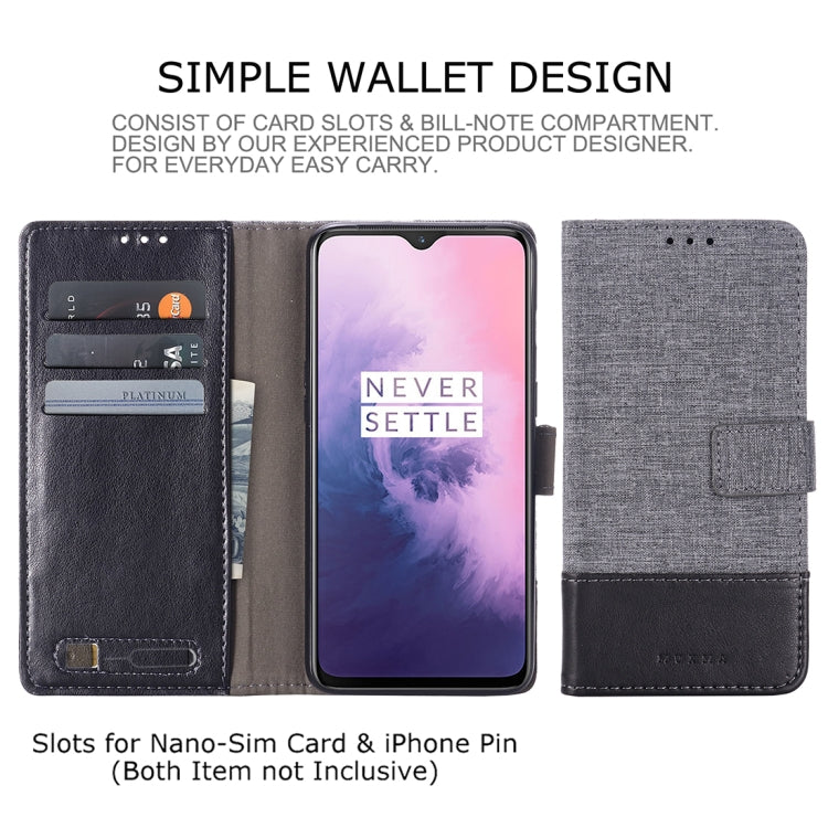 For OnePlus 7 MUXMA MX102 Horizontal Flip Canvas Leather Case with Stand & Card Slot & Wallet Function