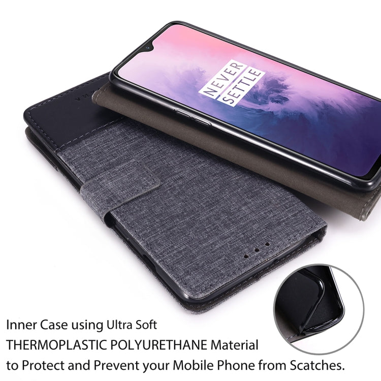 For OnePlus 7 MUXMA MX102 Horizontal Flip Canvas Leather Case with Stand & Card Slot & Wallet Function