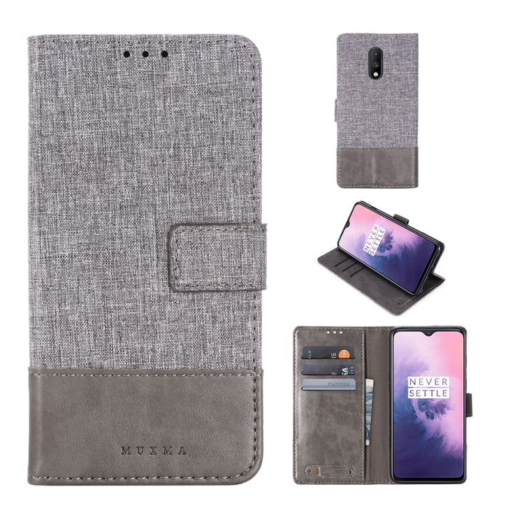 For OnePlus 7 MUXMA MX102 Horizontal Flip Canvas Leather Case with Stand & Card Slot & Wallet Function