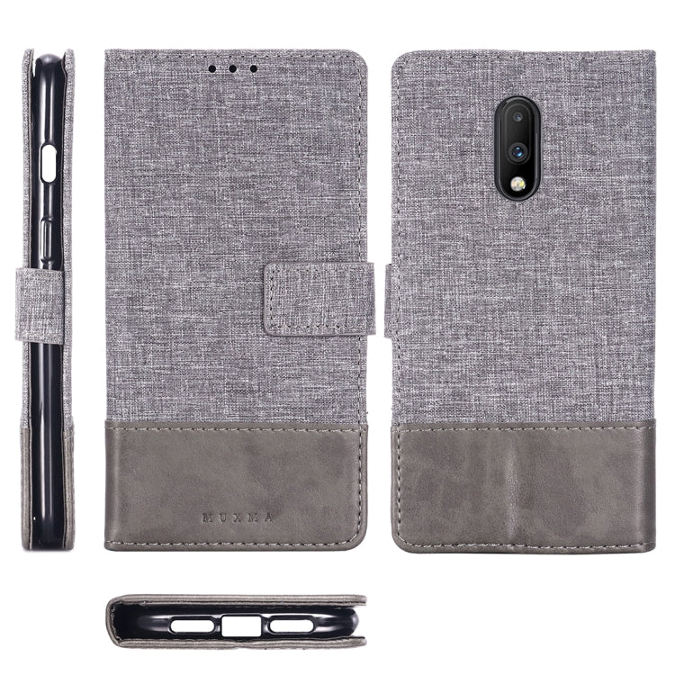 For OnePlus 7 MUXMA MX102 Horizontal Flip Canvas Leather Case with Stand & Card Slot & Wallet Function