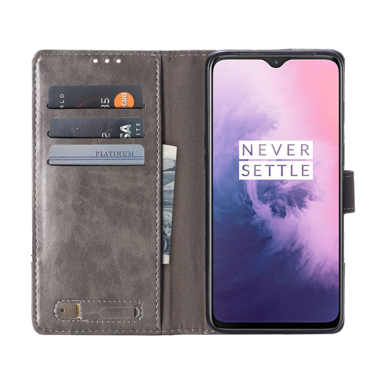 For OnePlus 7 MUXMA MX102 Horizontal Flip Canvas Leather Case with Stand & Card Slot & Wallet Function