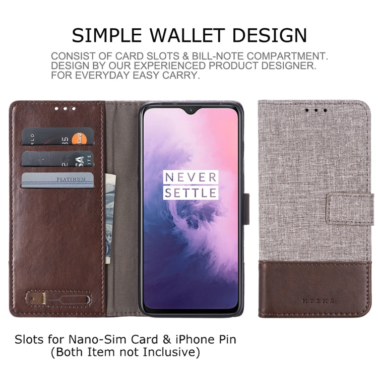 For OnePlus 7 MUXMA MX102 Horizontal Flip Canvas Leather Case with Stand & Card Slot & Wallet Function