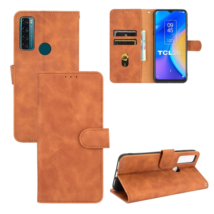 For TCL 20 SE Solid Color Skin Feel Magnetic Buckle Horizontal Flip Calf Texture PU Leather Case with Holder & Card Slots & Wallet