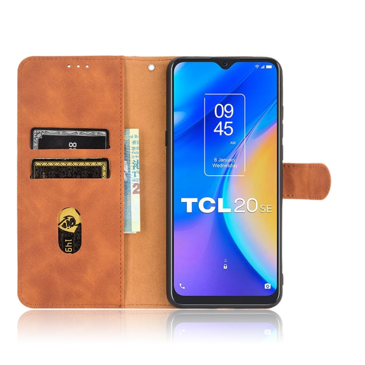 For TCL 20 SE Solid Color Skin Feel Magnetic Buckle Horizontal Flip Calf Texture PU Leather Case with Holder & Card Slots & Wallet