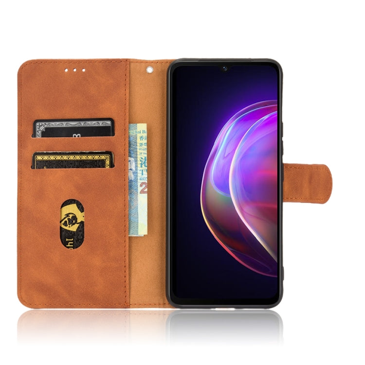 For vivo V21 Solid Color Skin Feel Magnetic Buckle Horizontal Flip Calf Texture PU Leather Case with Holder & Card Slots & Wallet