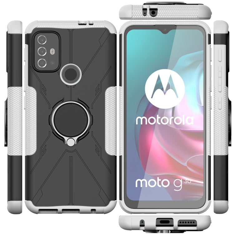 For Motorola  Moto G30 Armor Bear Shockproof PC + TPU Protective Case with Ring Holder
