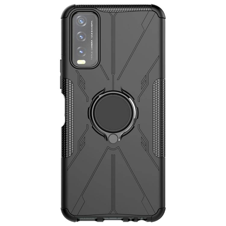 For vivo Y20 Armor Bear Shockproof PC + TPU Protective Case with Ring Holder