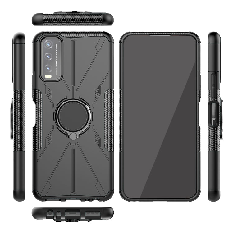 For vivo Y20 Armor Bear Shockproof PC + TPU Protective Case with Ring Holder