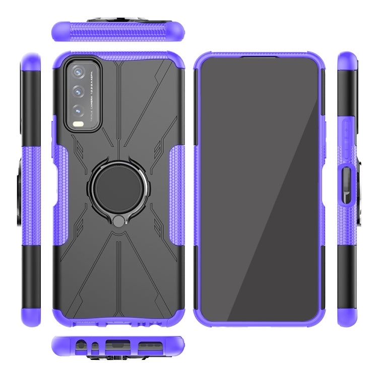 For vivo Y20 Armor Bear Shockproof PC + TPU Protective Case with Ring Holder