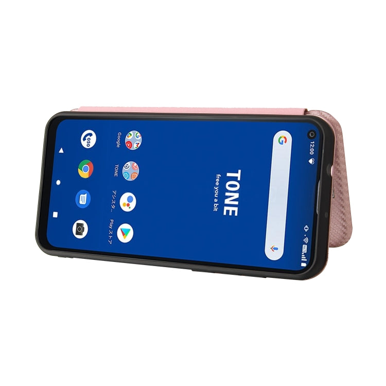 For Tone e21 Carbon Fiber Texture Horizontal Flip TPU + PC + PU Leather Case with Card Slot