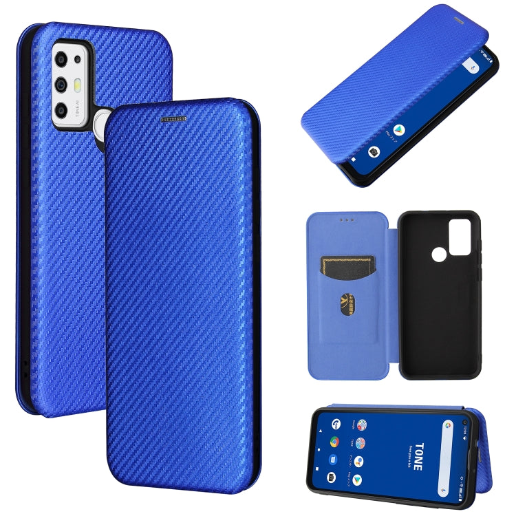 For Tone e21 Carbon Fiber Texture Horizontal Flip TPU + PC + PU Leather Case with Card Slot