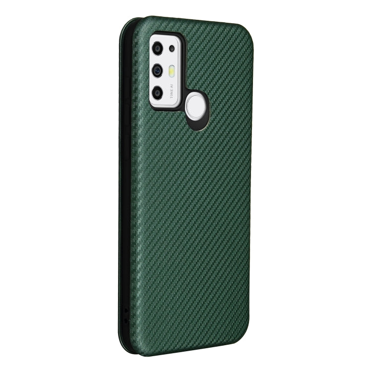 For Tone e21 Carbon Fiber Texture Horizontal Flip TPU + PC + PU Leather Case with Card Slot
