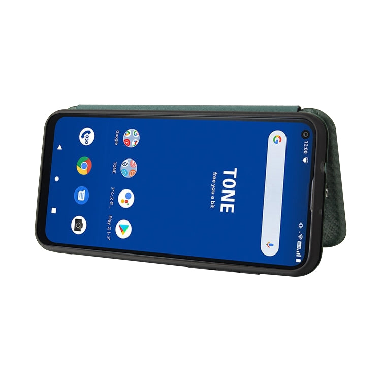 For Tone e21 Carbon Fiber Texture Horizontal Flip TPU + PC + PU Leather Case with Card Slot