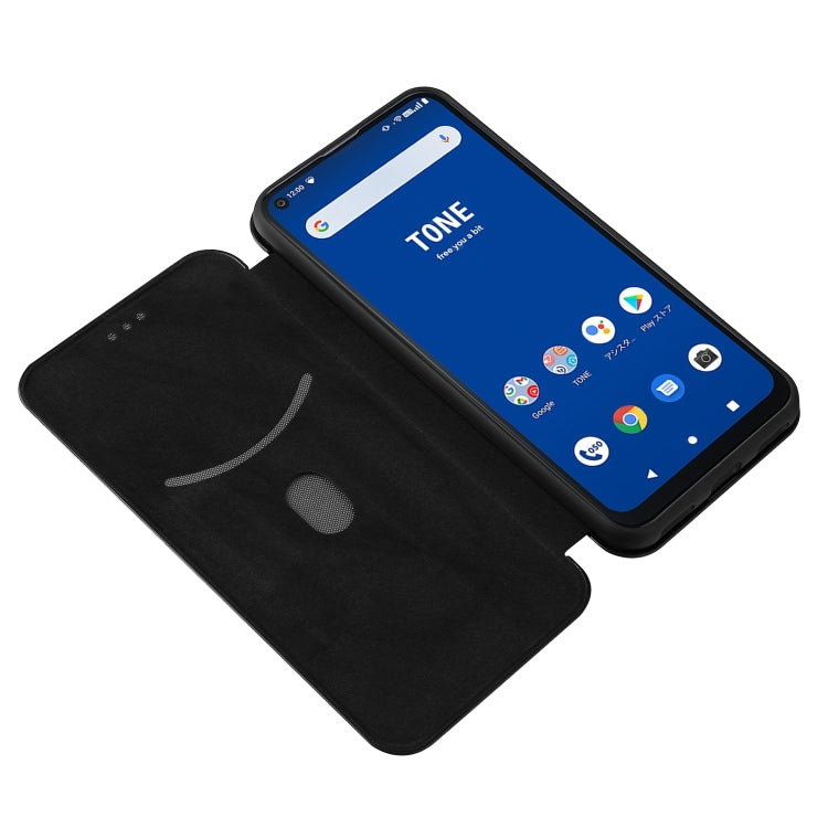 For Tone e21 Carbon Fiber Texture Horizontal Flip TPU + PC + PU Leather Case with Card Slot