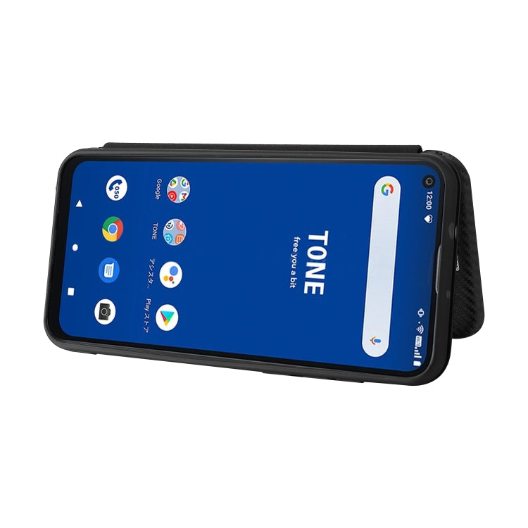 For Tone e21 Carbon Fiber Texture Horizontal Flip TPU + PC + PU Leather Case with Card Slot