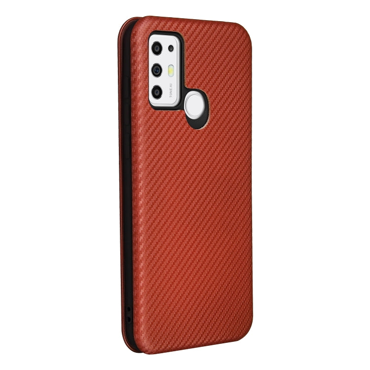 For Tone e21 Carbon Fiber Texture Horizontal Flip TPU + PC + PU Leather Case with Card Slot