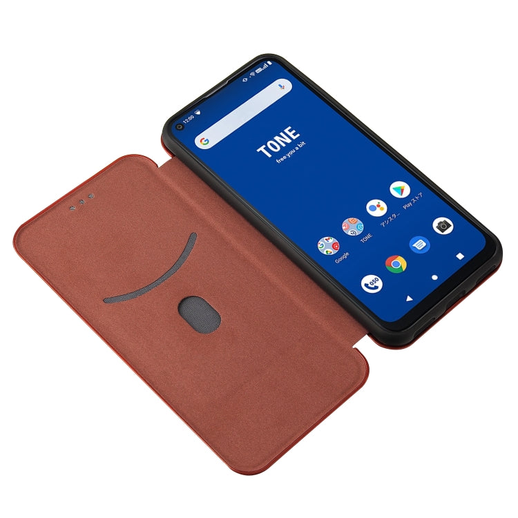 For Tone e21 Carbon Fiber Texture Horizontal Flip TPU + PC + PU Leather Case with Card Slot