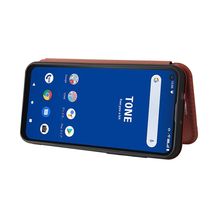 For Tone e21 Carbon Fiber Texture Horizontal Flip TPU + PC + PU Leather Case with Card Slot