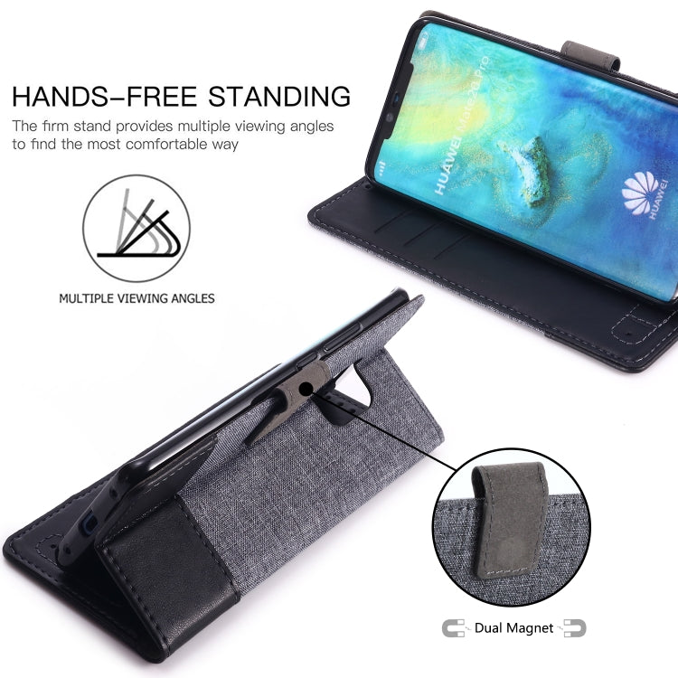 For Huawei Mate 20 Pro MUXMA MX102 Horizontal Flip Canvas Leather Case with Stand & Card Slot & Wallet Function