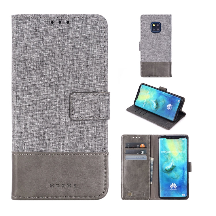 For Huawei Mate 20 Pro MUXMA MX102 Horizontal Flip Canvas Leather Case with Stand & Card Slot & Wallet Function