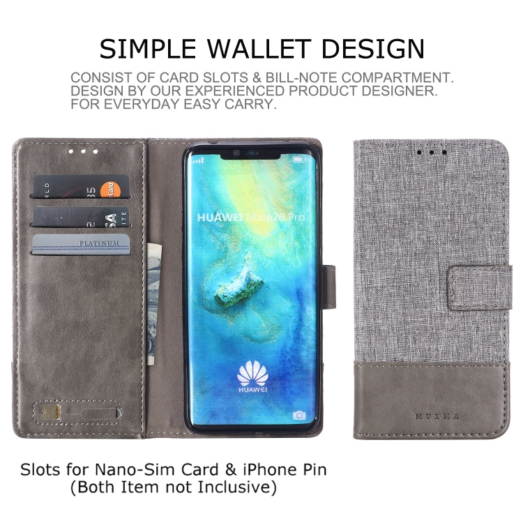 For Huawei Mate 20 Pro MUXMA MX102 Horizontal Flip Canvas Leather Case with Stand & Card Slot & Wallet Function