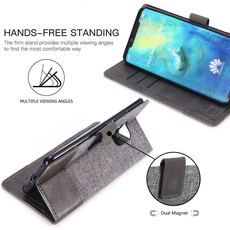 For Huawei Mate 20 Pro MUXMA MX102 Horizontal Flip Canvas Leather Case with Stand & Card Slot & Wallet Function