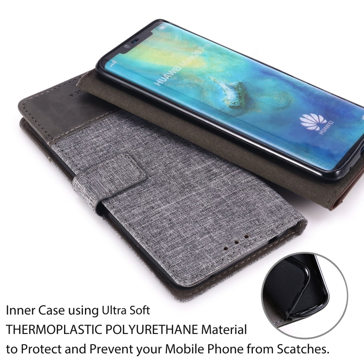 For Huawei Mate 20 Pro MUXMA MX102 Horizontal Flip Canvas Leather Case with Stand & Card Slot & Wallet Function