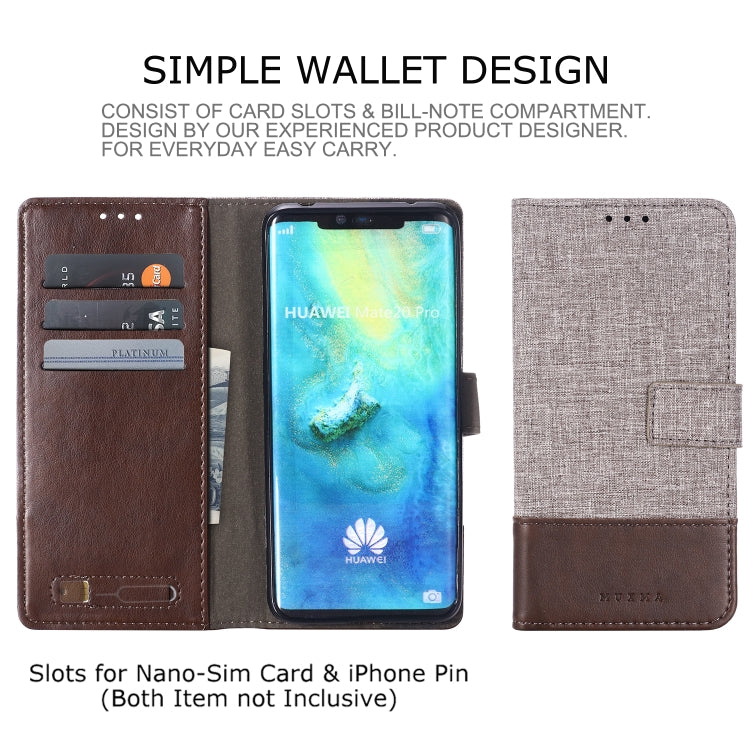 For Huawei Mate 20 Pro MUXMA MX102 Horizontal Flip Canvas Leather Case with Stand & Card Slot & Wallet Function