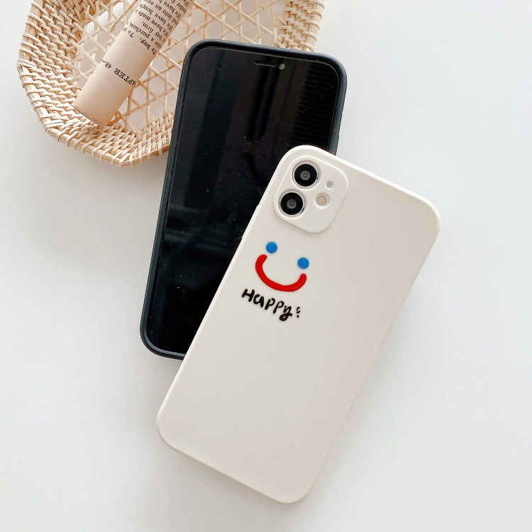 For iPhone 11 Side Happy Smiling Face Printed Pattern TPU Protective Case