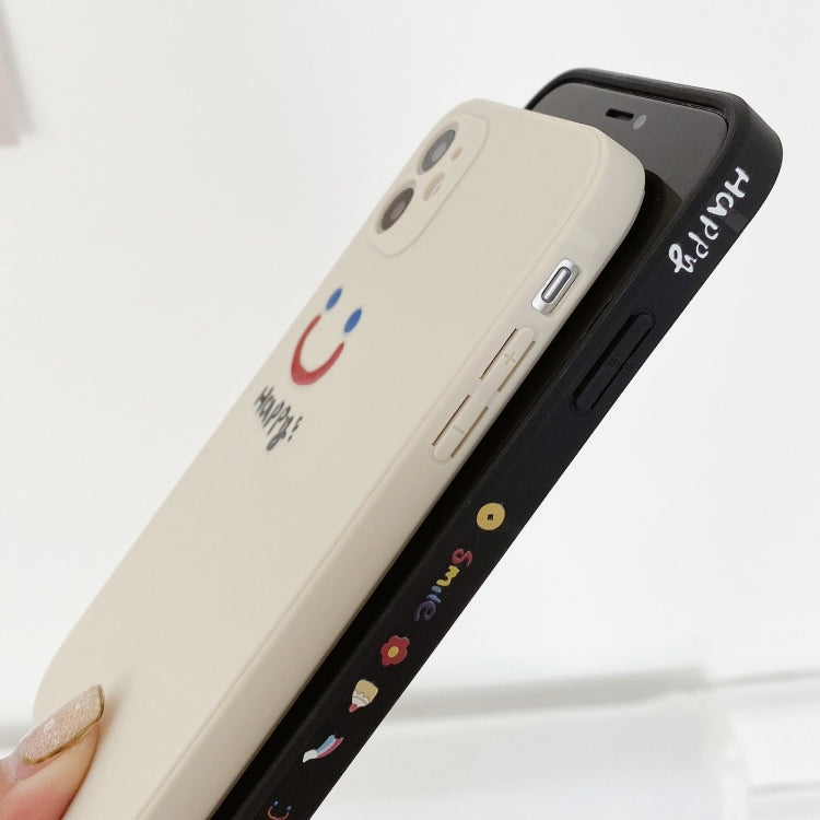 For iPhone 11 Side Happy Smiling Face Printed Pattern TPU Protective Case