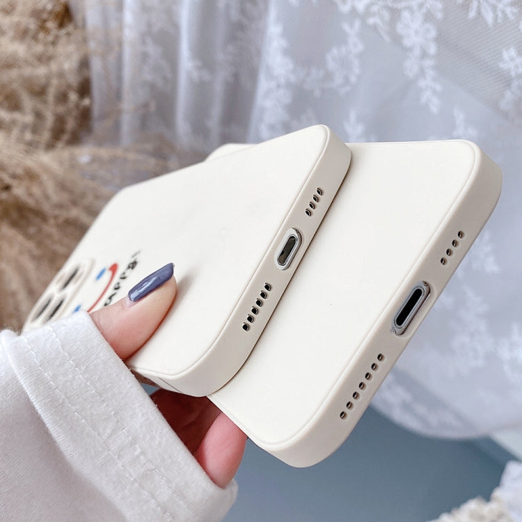 For iPhone 11 Pro Max Side Happy Smiling Face Printed Pattern TPU Protective Case