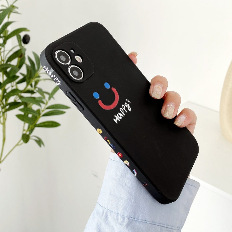 For iPhone 12 mini Side Happy Smiling Face Printed Pattern TPU Protective Case