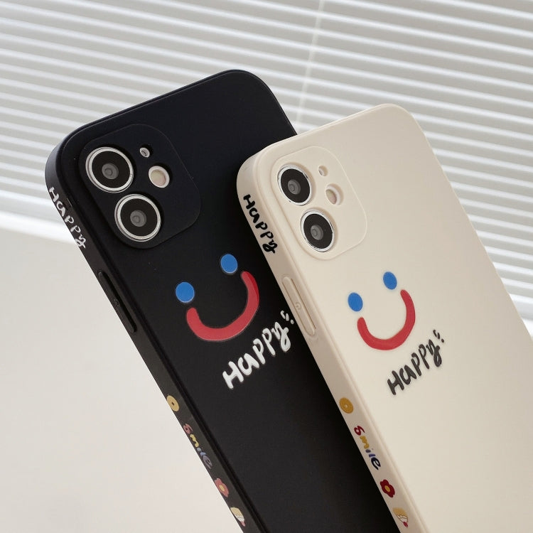 For iPhone 12 Side Happy Smiling Face Printed Pattern TPU Protective Case