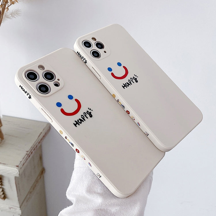 For iPhone 12 Pro Side Happy Smiling Face Printed Pattern TPU Protective Case