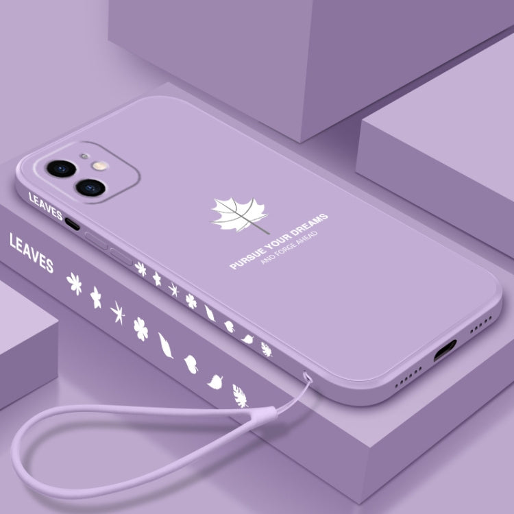 For iPhone 11 Pro Straight Edge Maple Leaf Pattern TPU Protective Case with Hand Strap