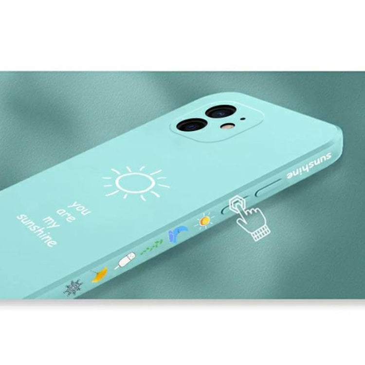 For iPhone 12 Pro Straight Edge Maple Leaf Pattern TPU Protective Case with Hand Strap