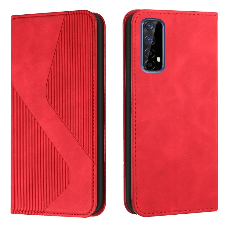 For OPPO Realme 7 Skin Feel Magnetic S-type Solid Color Horizontal Flip Leather Case with Holder & Card Slot & Wallet