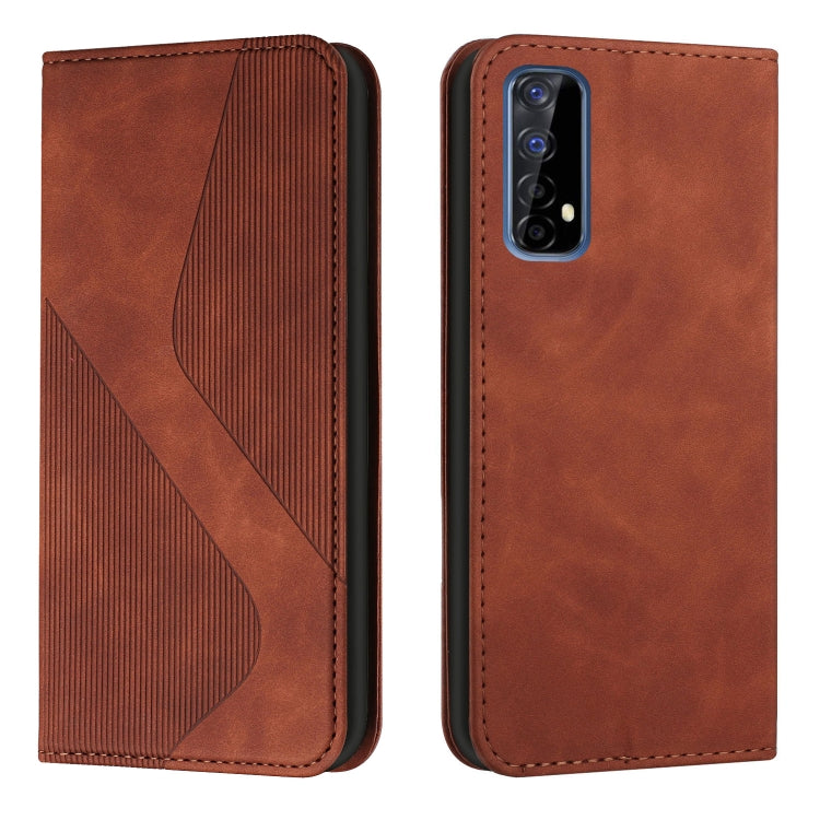 For OPPO Realme 7 Skin Feel Magnetic S-type Solid Color Horizontal Flip Leather Case with Holder & Card Slot & Wallet