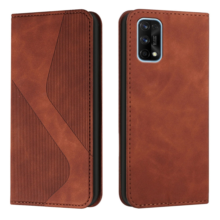 For OPPO Realme 7 5G Skin Feel Magnetic S-type Solid Color Horizontal Flip Leather Case with Holder & Card Slot & Wallet
