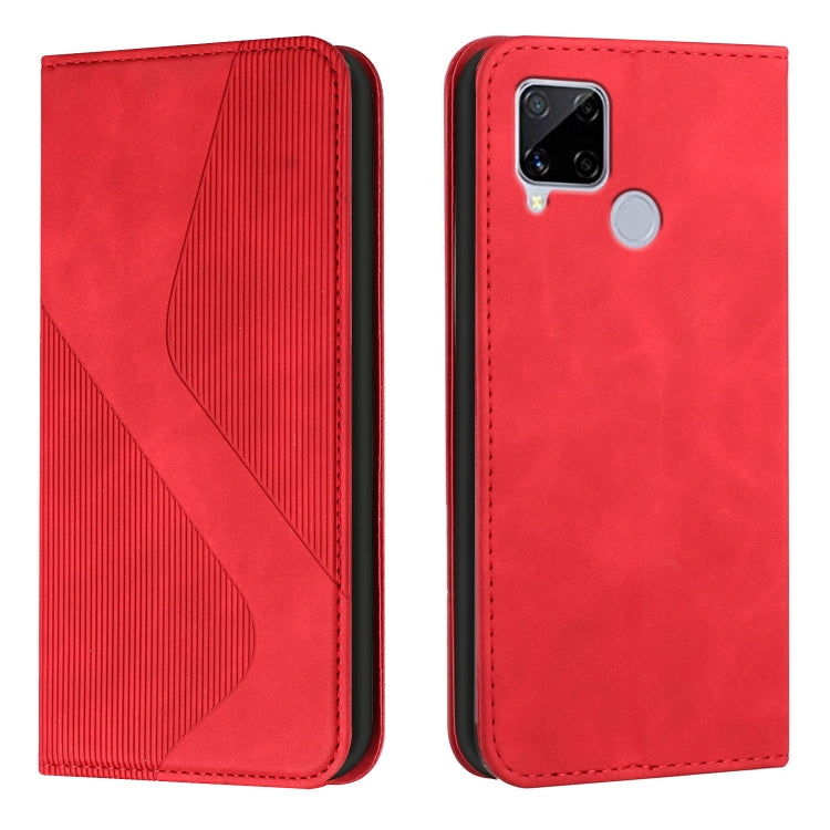 For OPPO Realme C15 Skin Feel Magnetic S-type Solid Color Horizontal Flip Leather Case with Holder & Card Slot & Wallet